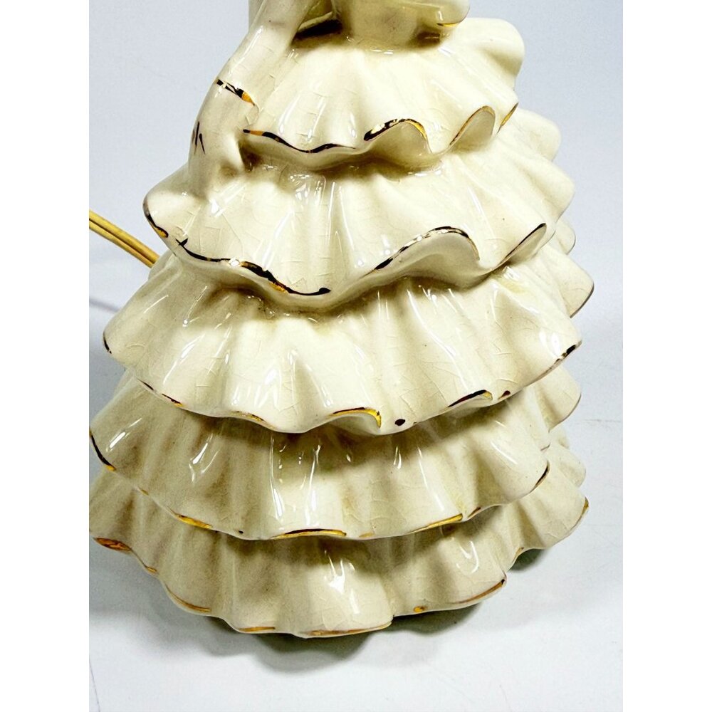 Porcelain Boudoir Table Small Night Light TV Television Lamp Southern Belle Girl - Picture 10 of 16